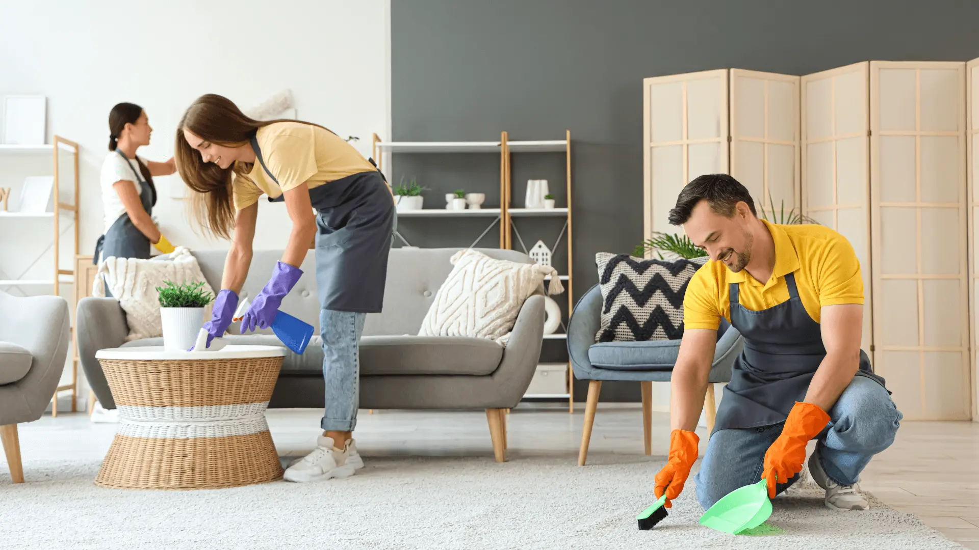 Organized cleaning supplies ready for household care